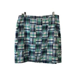 Talbots Madras Plaid Skirt Size XLP Patchwork Cotton Coastal Preppy Summer Lined